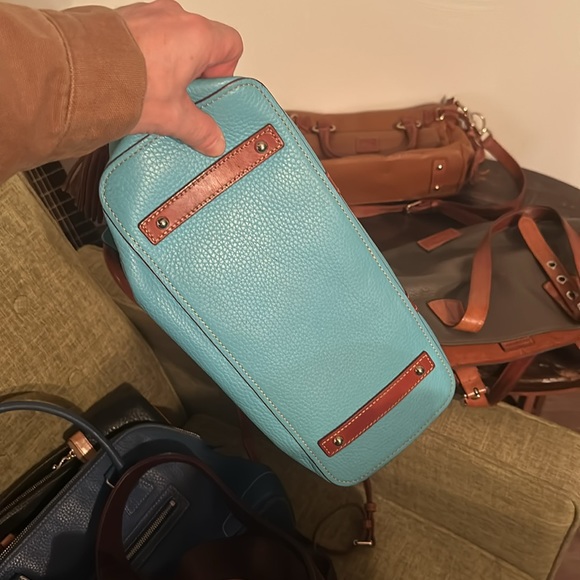 Dooney Bourke teal and dark tan shoulder bag. Mint! - Picture 6 of 6